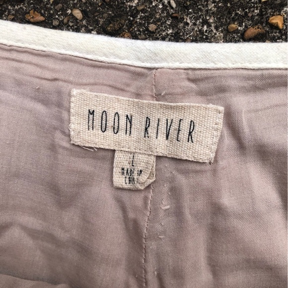 Moon River tan boho linen blend bell sleeve top/short set rainbow tassels sz S/L - Picture 8 of 10